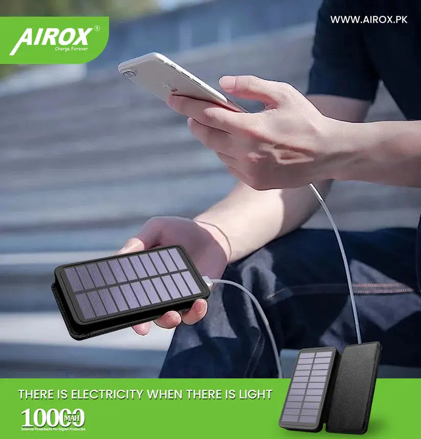 Airox Solar Power bank 10000 Mah 2A Dual Usb Port Power bank Airrox