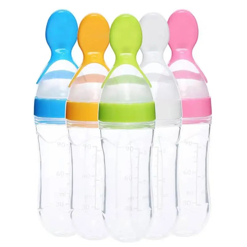 Silicone Baby Bottle With Spoon Fooder sadadro