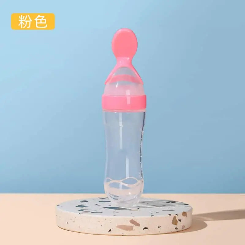 Silicone Baby Bottle With Spoon Fooder sadadro