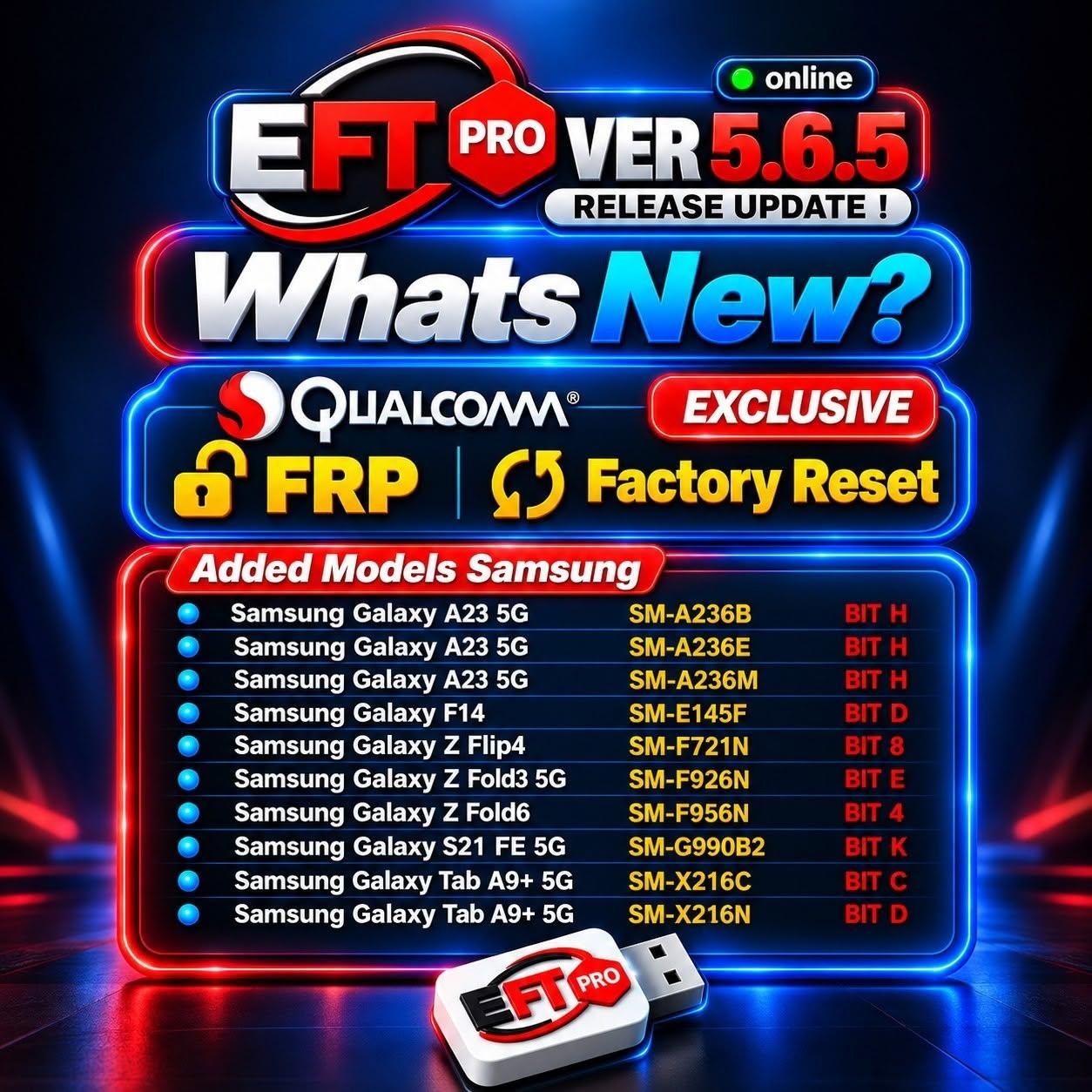EFT Pro Dongle Update V5.6.5 Released – Qualcomm FRP Reset & Samsung Exclusive Models