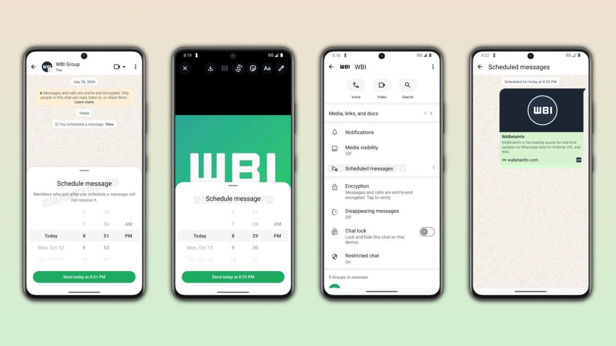 WhatsApp scheduled messages feature on an Android smartphone