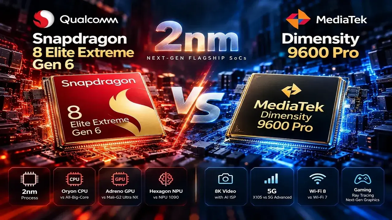 Snapdragon 8 Elite Extreme Gen 6 vs Dimensity 9600 Pro: Benchmarks and Specs Compared