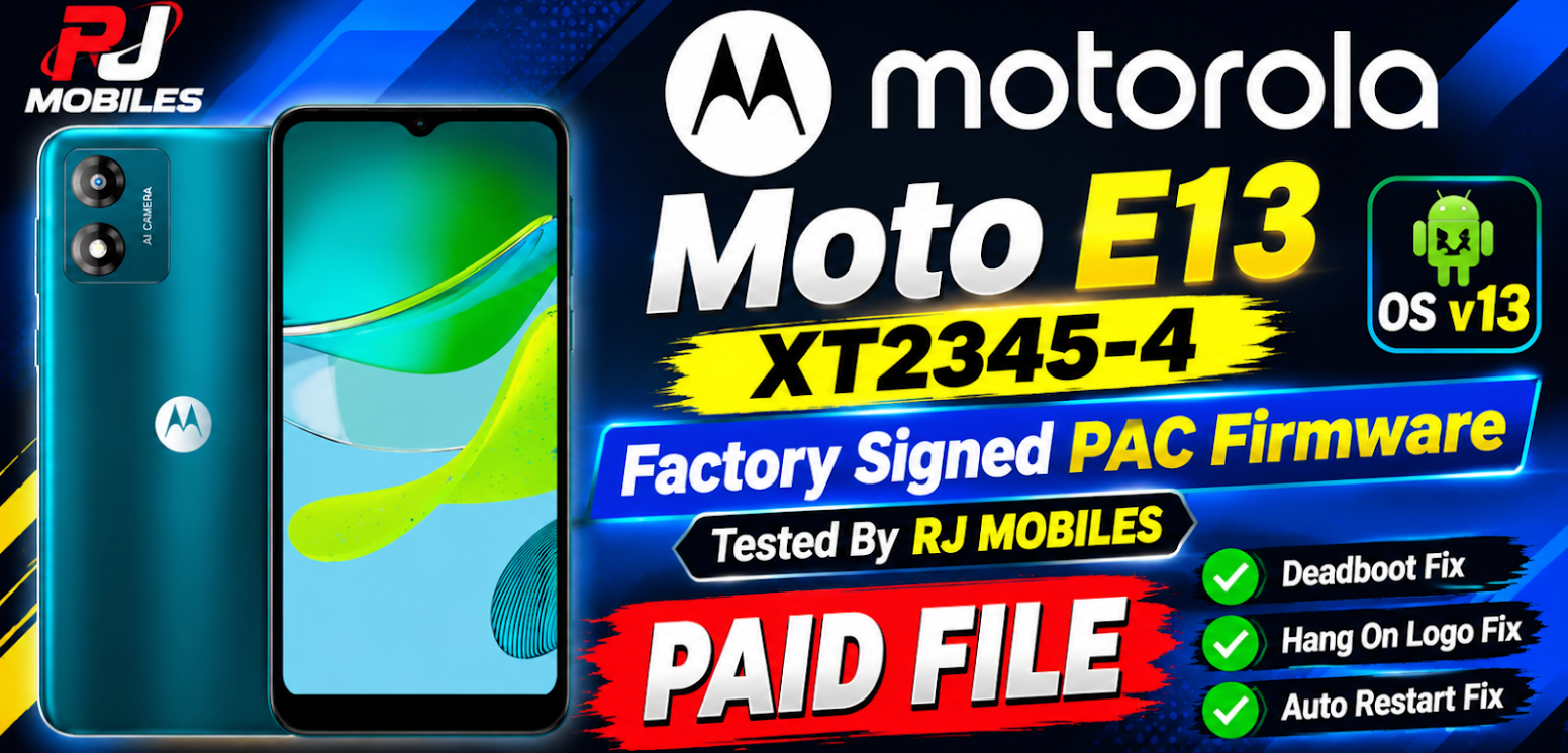 XT2345-4 Motorola Moto E13 OSv13 Factory Signed PAC Firmware For Deadboot Repair